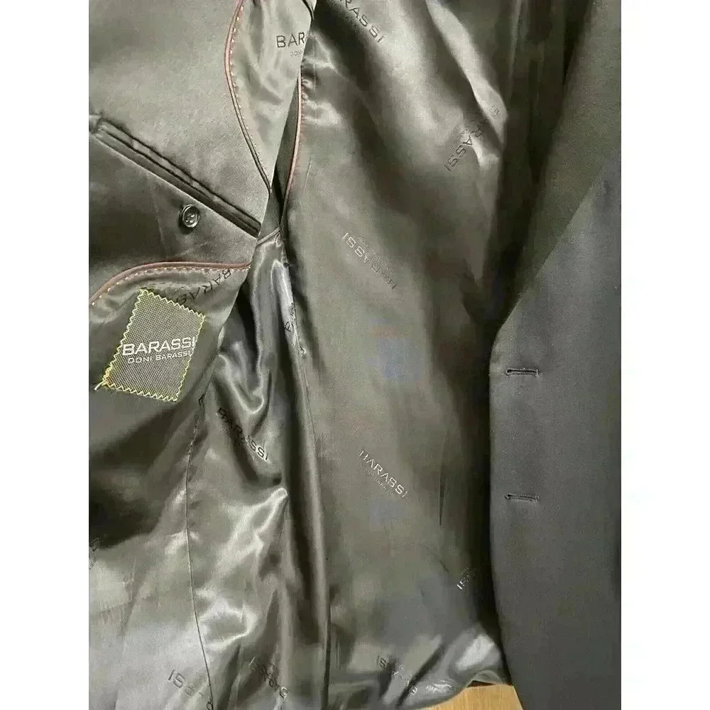 Barassi Merino Wool Men's Black Blazer Jacket Size 42R Performa Stretch *Read*